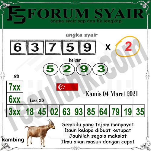 Forum Syair SGP Kamis 04 Maret 2021